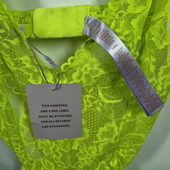 Savage X Fenty Floral Lace Teddy Acid Lime Cutout All over Stretch Lace Size XS - Picture 8 of 8